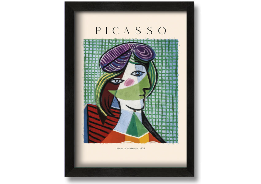 Head Of A Woman, 1935 by Picasso, printed on coated polyester canvas, mounted on a 44mm box frame, ready to hang.